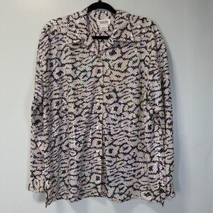Vintage Selene Sport Womens Large Sequin Button Down Shirt Holographic Abstract